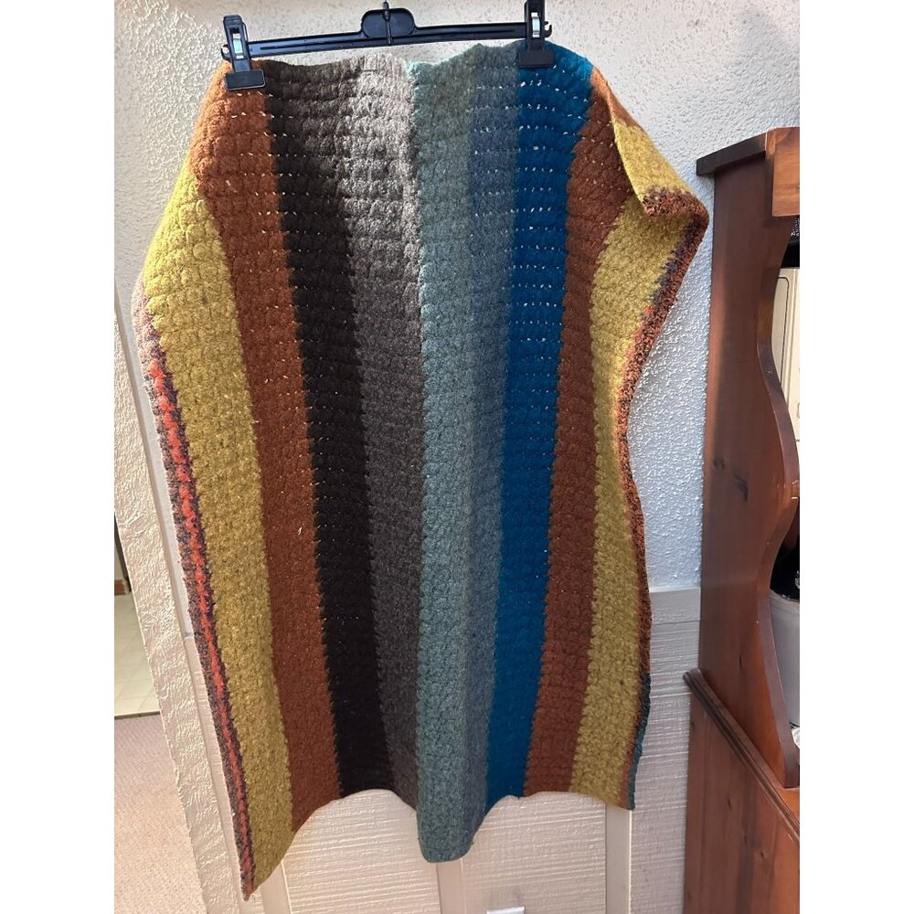 Handmade Colorful Striped Crochet Blanket Throw